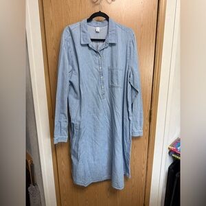 Old Navy Light Blue Denim Button-Up Dress